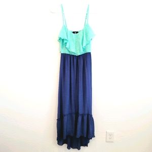 IZ Byer Color Block Maxi Dress Hi Low Hem Size S